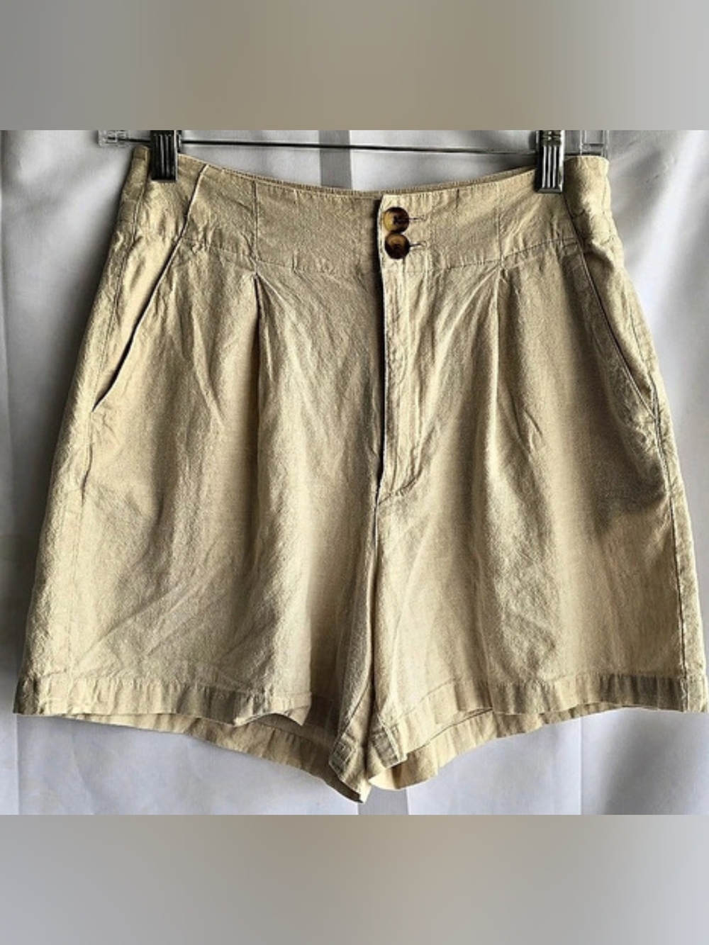 Marine Layer Gracey Hemp Tencel Pleated Shorts, Cream/ Ivory, Women's 2